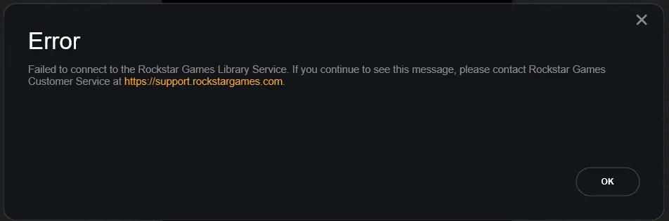 Failed to Connect to Rockstar Game Library Services